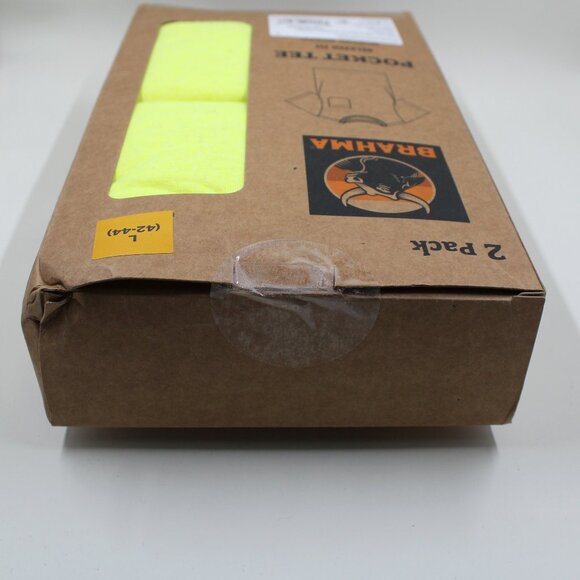 2 Pack Men's NWT Brahma Large 42-44 Yellow Relaxed Fit Pocket Tee Shirt - Picture 3 of 5